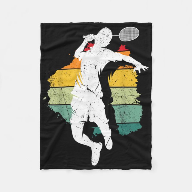 Badminton Player Retro Badminton Team Shuttle Play Fleece Blanket (Front)