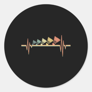 Badminton Player Retro Heartbeat - Badminton Sport Classic Round Sticker