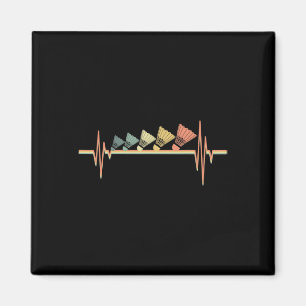 Badminton Player Retro Heartbeat - Badminton Sport Magnet