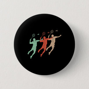 Badminton Player Retro Smash Shuttle Vintage Badmi 2 Inch Round Button
