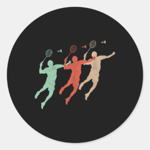 Badminton Player Retro Smash Shuttle Vintage Badmi Classic Round Sticker