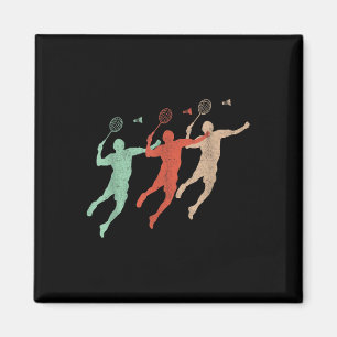 Badminton Player Retro Smash Shuttle Vintage Badmi Magnet