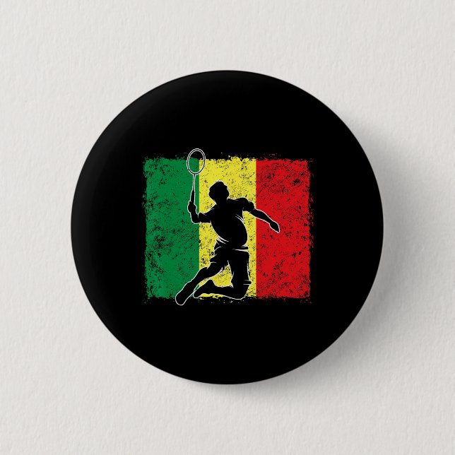 Badminton Player Senegalese Flag Senegal 1  2 Inch Round Button (Front)