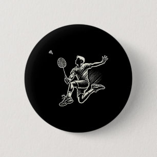 Badminton Player Shuttle 4 2 Inch Round Button