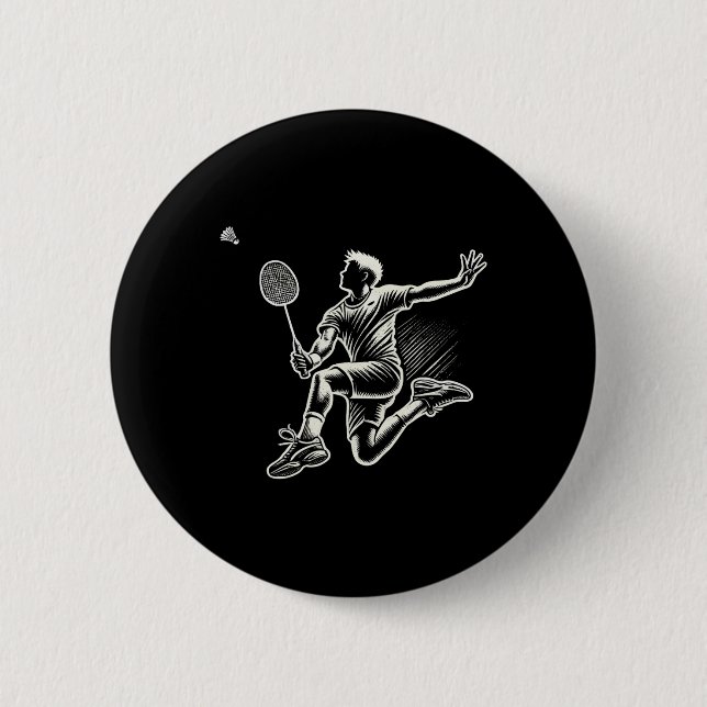 Badminton Player Shuttle 4  2 Inch Round Button (Front)