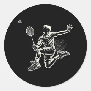 Badminton Player Shuttle 4  Classic Round Sticker