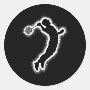 Badminton Player Shuttle Boys Badminton Men Classic Round Sticker