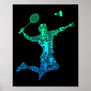 Badminton Player Shuttle Boys Kids Men Youth Poster
