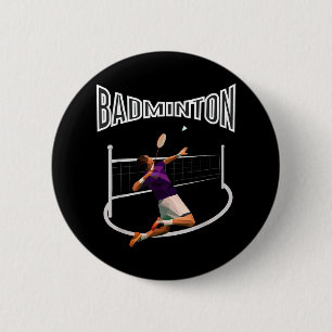 Badminton Player Shuttle Boys Men Youth 2 Inch Round Button