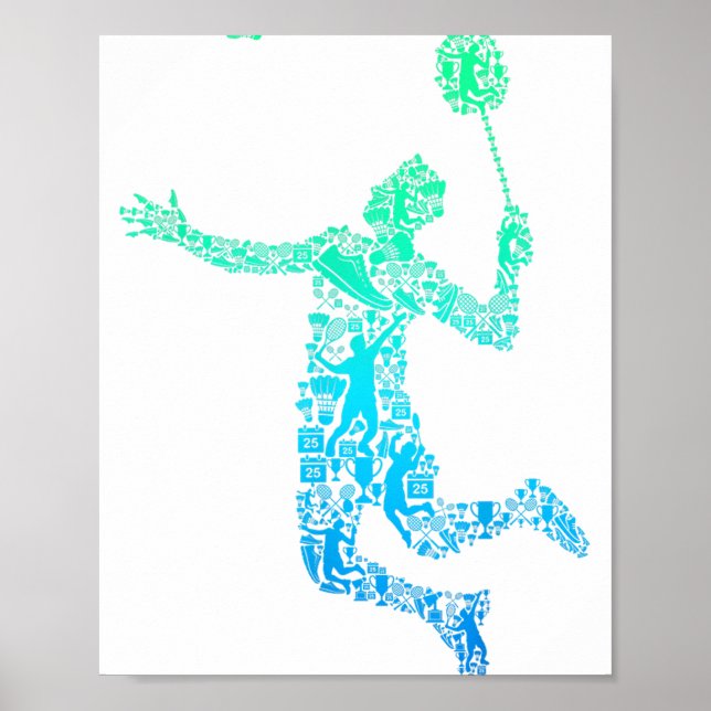Badminton Player Shuttle Boys Men Youth  Poster (Front)