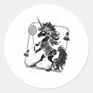 Badminton Player Shuttle  Classic Round Sticker