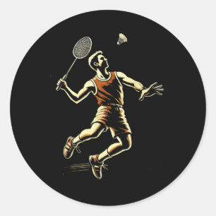 Badminton Player Shuttle Classic Round Sticker
