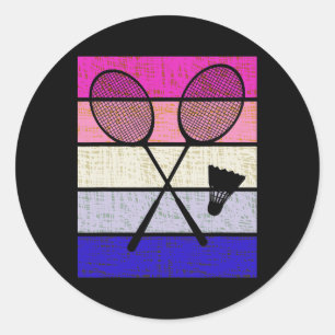 Badminton Player Shuttle Girls Kids Women Youth  Classic Round Sticker