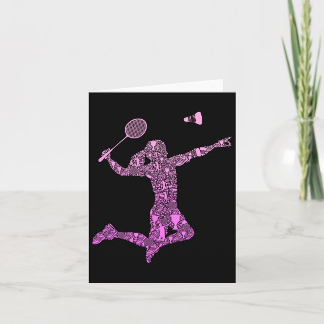 Badminton Player Shuttle Girls Women  Card (Front)