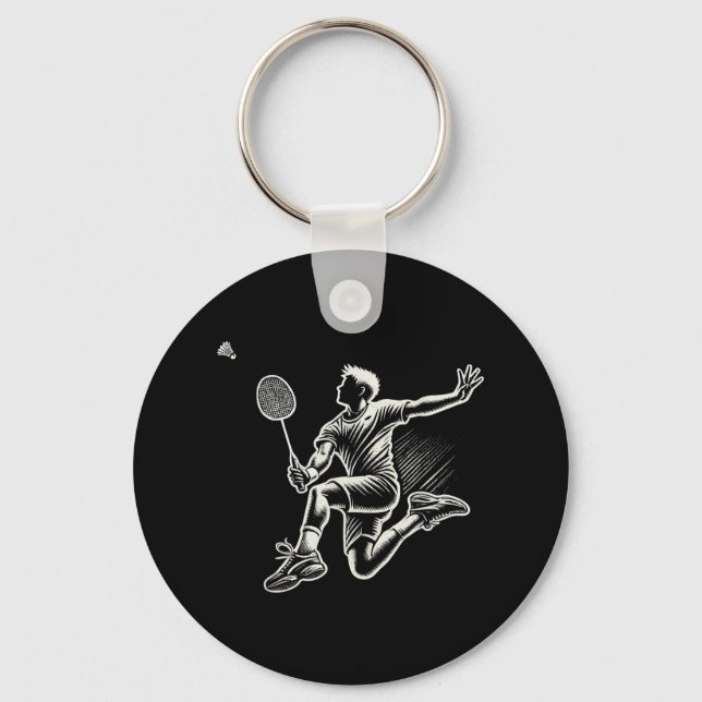 Badminton Player Shuttle  Keychain (Front)