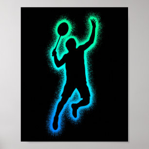 Badminton Player Shuttle Men Boys Badminton Poster
