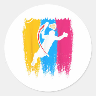 Badminton Player Shuttle Time Smash Rackets Lover  Classic Round Sticker