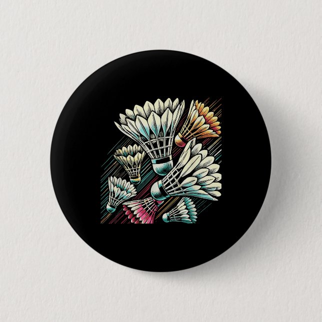 Badminton Player Shuttle Vibrant Design  2 Inch Round Button (Front)