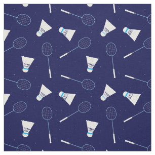 Badminton Player Shuttlecocks and Rackets Pattern Fabric