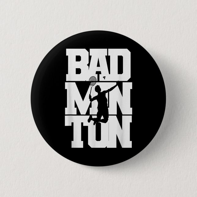 Badminton Player Smashing Shuttle Birdie Badminton 2 Inch Round Button (Front)