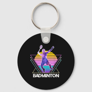Badminton Player Sports Retro Vintage Vaporwave 90 Keychain