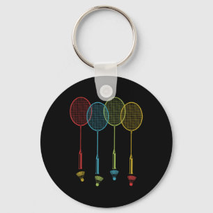 Badminton Player Team Shuttle Coach Match Badminto Keychain