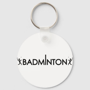 badminton player text icon keychain