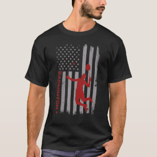 Badminton Player Usa American Flag Shuttlecock Men T-Shirt