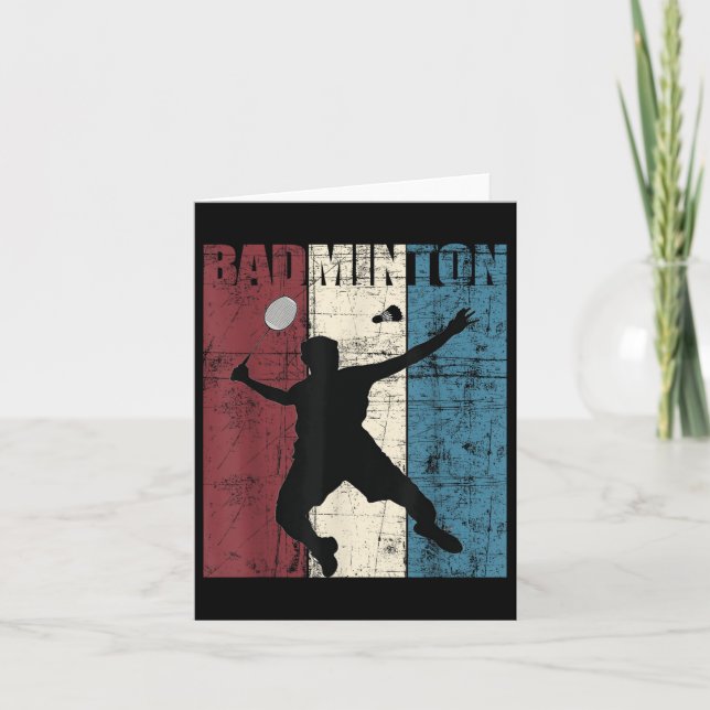 Badminton Player Vintage Distressed  Card (Front)