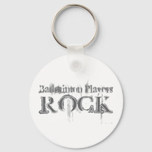 Badminton Players Rock Keychain