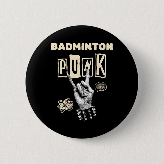Badminton Punk Rock N Roll Racket Shuttle Sport  2 Inch Round Button (Front)