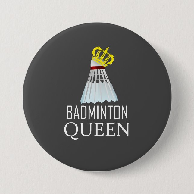 Badminton Queen 3 Inch Round Button (Front)