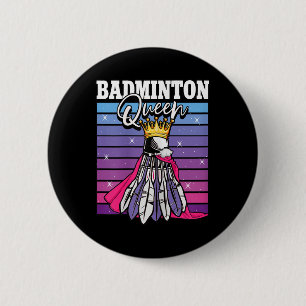 Badminton Queen Shuttle Player 2 Inch Round Button