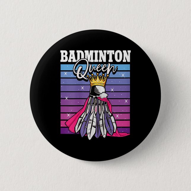 Badminton Queen Shuttle Player  2 Inch Round Button (Front)