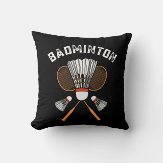 Badminton, Racket, and Shuttlecock Throw Pillow