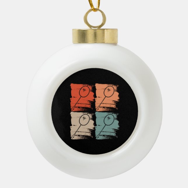 Badminton Racket Badminton Retro Ceramic Ball Christmas Ornament (Front)