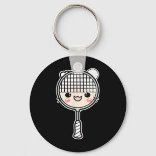Badminton Racket Cartoon Face Shuttle Player Keychain