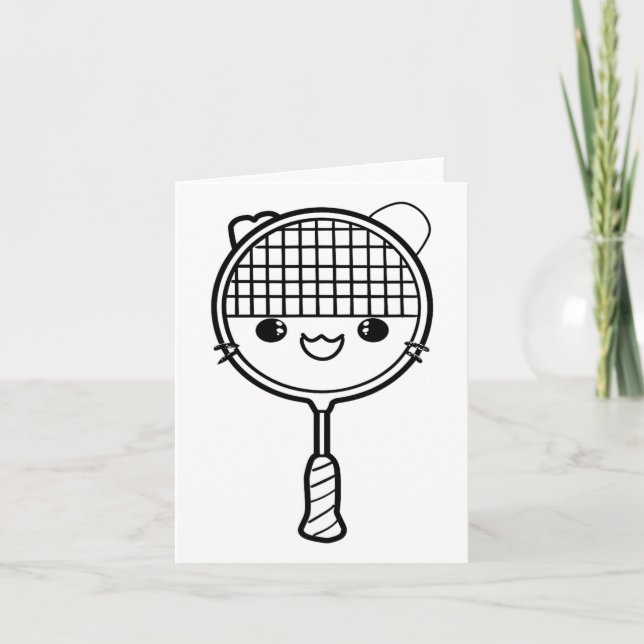 Badminton Racket Cartoon Look Shuttle Game  Card (Front)