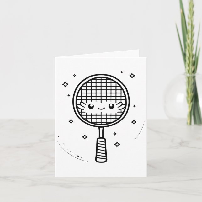 Badminton Racket Comic Shuttle  Card (Front)