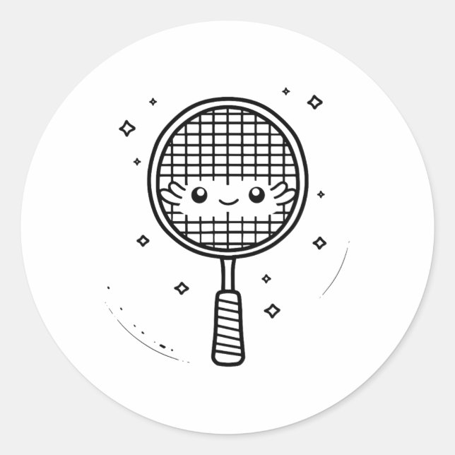 Badminton Racket Comic Shuttle  Classic Round Sticker (Front)