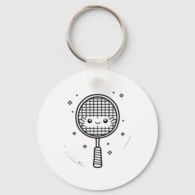 Badminton Racket Comic Shuttle  Keychain (Front)