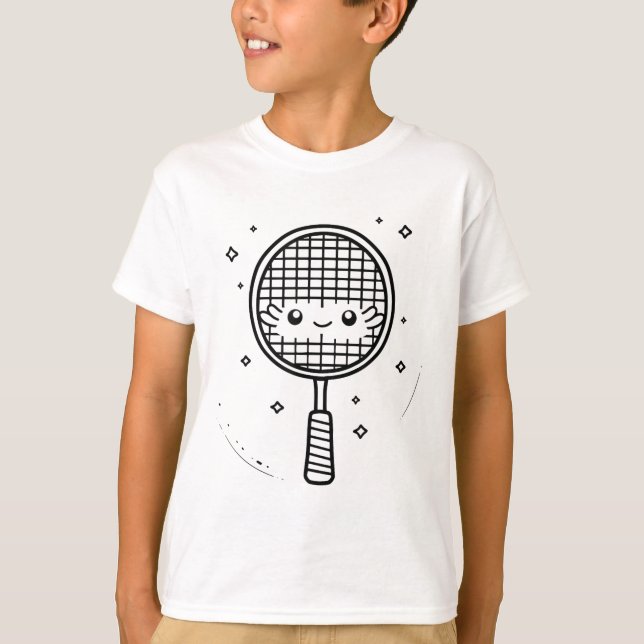 Badminton Racket Comic Shuttle  T-Shirt (Front)