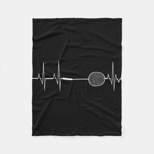 Badminton Racket Heartbeat Funny Player Gift Shirt Fleece Blanket (Front)