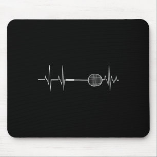 Badminton Racket Heartbeat Funny Player Gift Shirt Mouse Pad