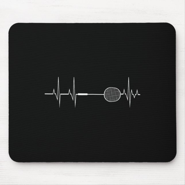 Badminton Racket Heartbeat Funny Player Gift Shirt Mouse Pad (Front)