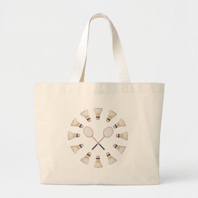 Badminton Rackets Large Tote Bag (Front)