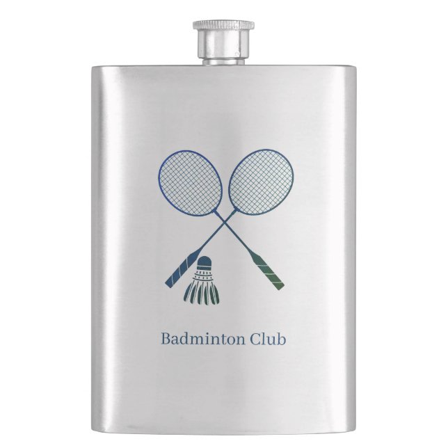 Badminton Rackets Shuttlecock Birdie Custom Hip Flask (Front)