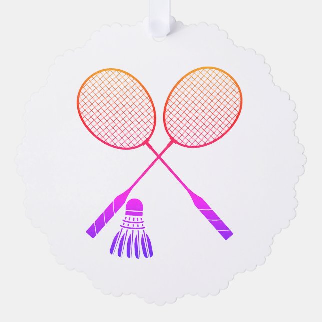 Badminton Rackets Shuttlecock Birdie Ombre  Ornament Card (Front)