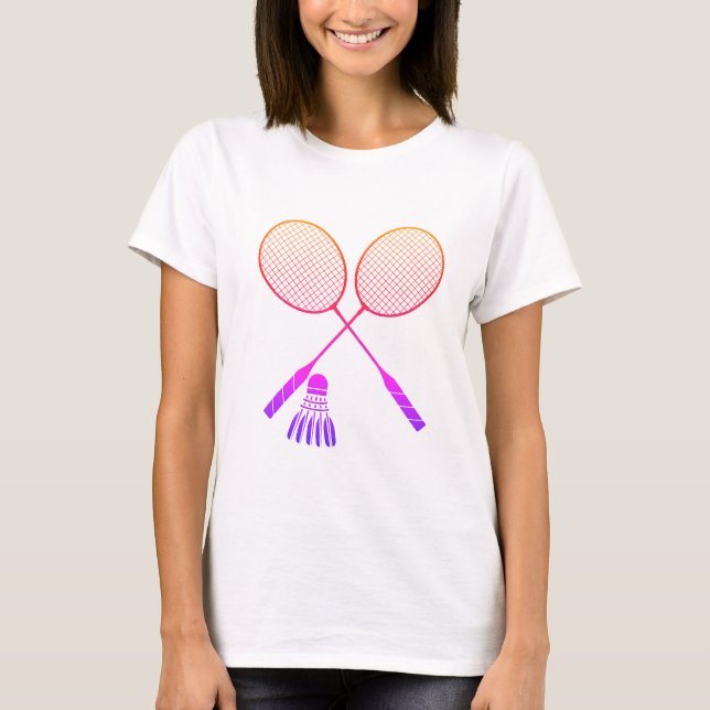 Badminton Rackets Shuttlecock Birdie Ombre  T-Shirt (Front)
