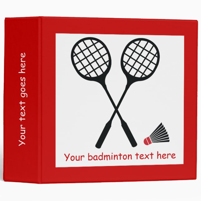 Badminton racquet and shuttlecock custom binder (Front/Spine)